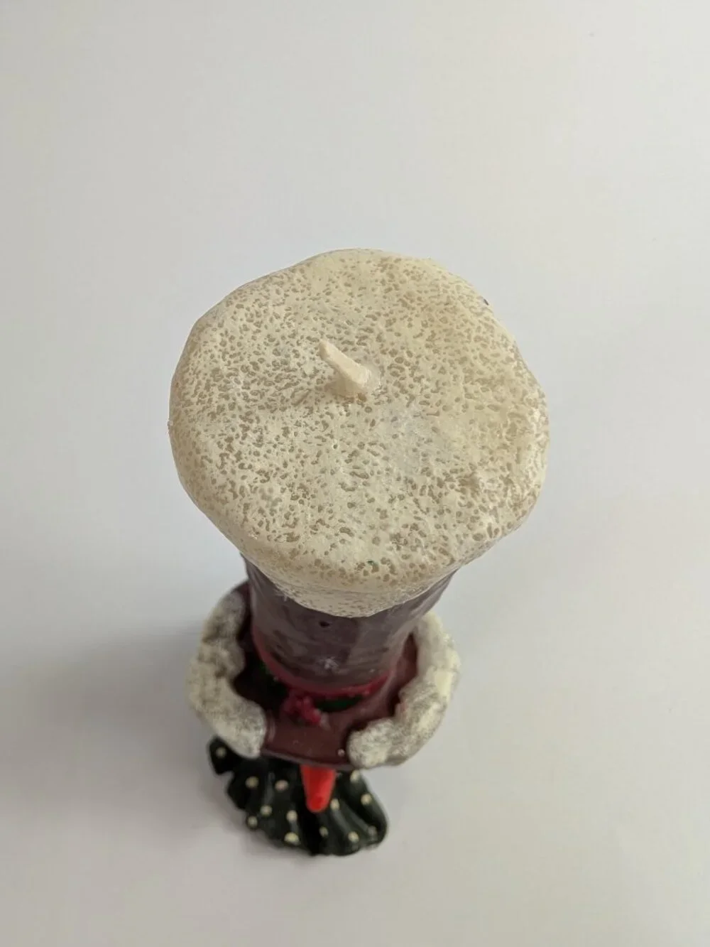 Large Vintage Snowman Candle Tall Red Hat and Green Scarf New 6